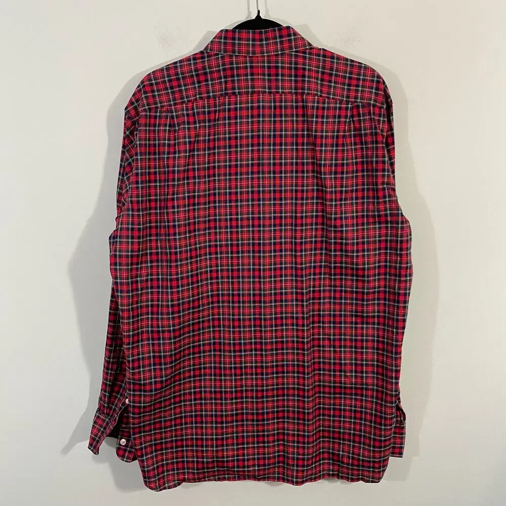 J Crew Men's Red Plaid 120's 2 Ply Ludlow Button Up Shirt Size XL